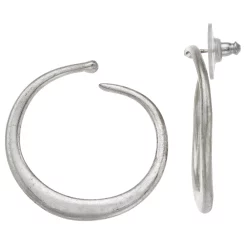 Bella Uno Silver Tone Post Back Open Hoop Earrings