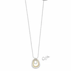 Bella Uno Two-Tone Circle Pendant Necklace & Stud Earring Set