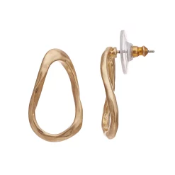 Bella Uno Gold Tone Oval Earrings