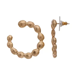 Bella Uno Gold Tone Beaded Hoop Earrings