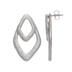 Bella Uno Two-Tone Double Diamond Shape Earrings