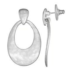 Women's Bella Uno Worn Silver Tear Drop Earrings