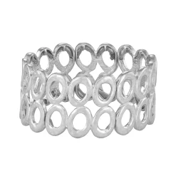 Women's Bella Uno Worn Silver Open Oval Stretch Bracelet