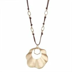 Bella Uno Wavy Disc Cord Necklace