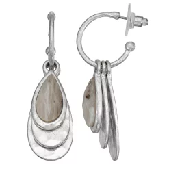 Bella Uno Stacked Grey Agate Teardrop Earrings