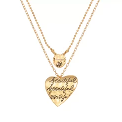 Bella Uno Bee "Beautiful" Heart Pendant Necklace -Bella Uno Sales Store 4575857 ALT