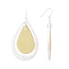 Bella Uno Silver Tone Leather Oval Drop Earrings