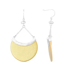 Bella Uno Silver Tone Leather Earrings