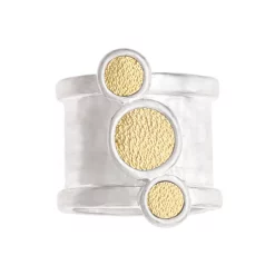 Bella Uno Silver Tone Leather Accent Ring