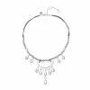 Bella Uno Silver Tone Metal Teardrop Statement Necklace