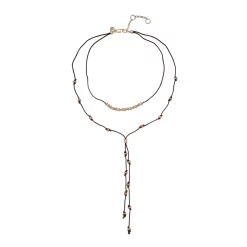 Bella Uno Metal Beaded Cord Two-Layer Y-Necklace