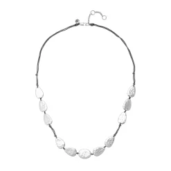 Bella Uno Silver Tone Metal Teardrop Discs Necklace
