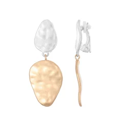 Bella Uno Metal Discs Clip-On Drop Earrings