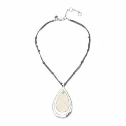Bella Uno Metallic Double-Oval Pendant Necklace