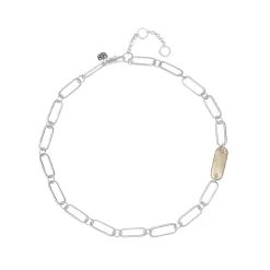 Bella Uno Silver Tone Paperclip Chain Link Necklace