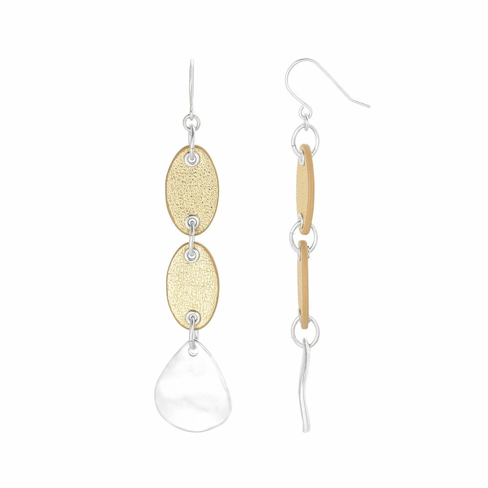 Bella Uno Metallic Teardrop & Leather Multi-Drop Earrings 1 Bella Uno Metallic Teardrop & Leather Multi-Drop Earrings