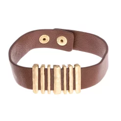 Bella Uno Leather Boyfriend & Metallic Charm Bracelet