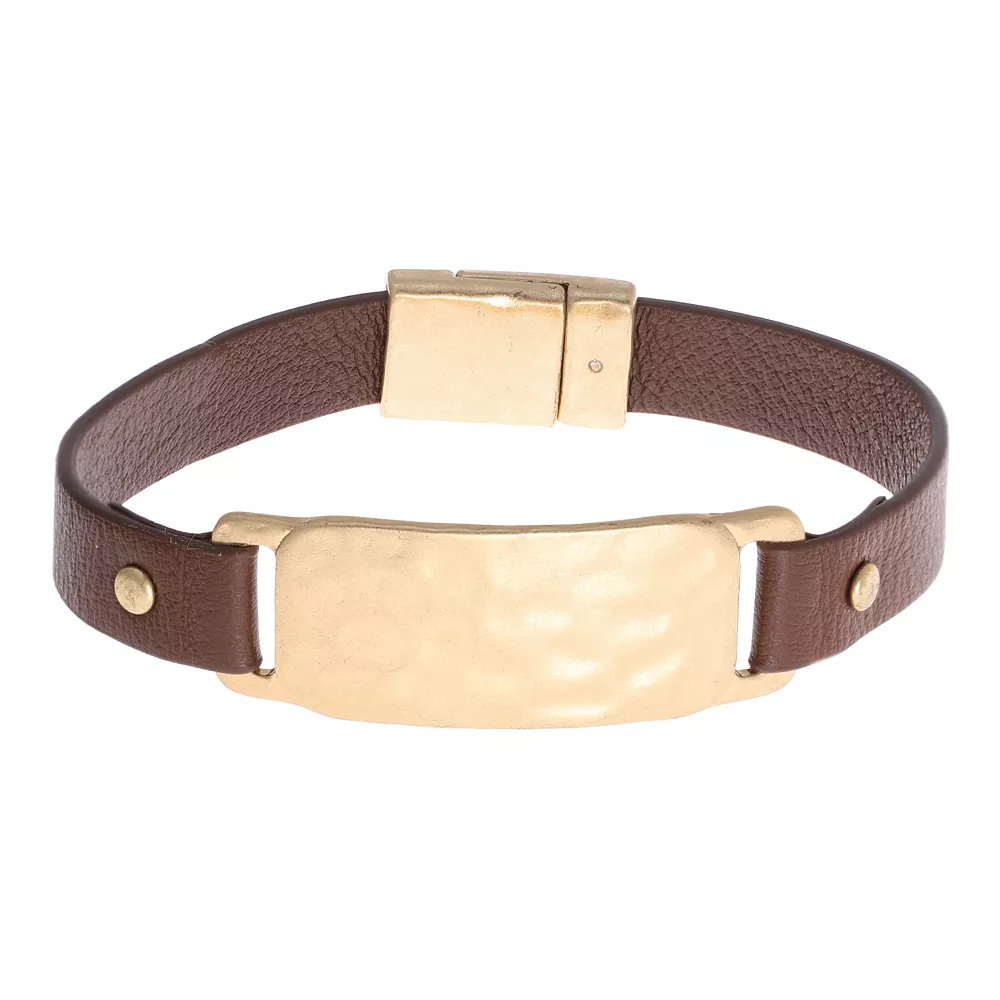 Bella Uno Leather & Metallic ID Boyfriend Bracelet 1 Bella Uno Leather & Metallic ID Boyfriend Bracelet