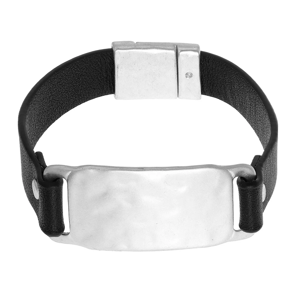 Bella Uno Leather & Metallic ID Boyfriend Bracelet 2 Bella Uno Leather & Metallic ID Boyfriend Bracelet - Image 2