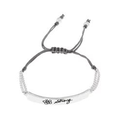 Bella Uno Silver Tone BEE Strong Adjustable Cord Bracelet