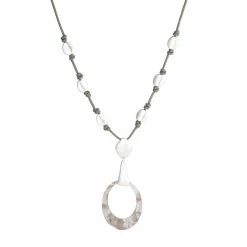 Bella Uno Silver Tone Acetate Oval Necklace
