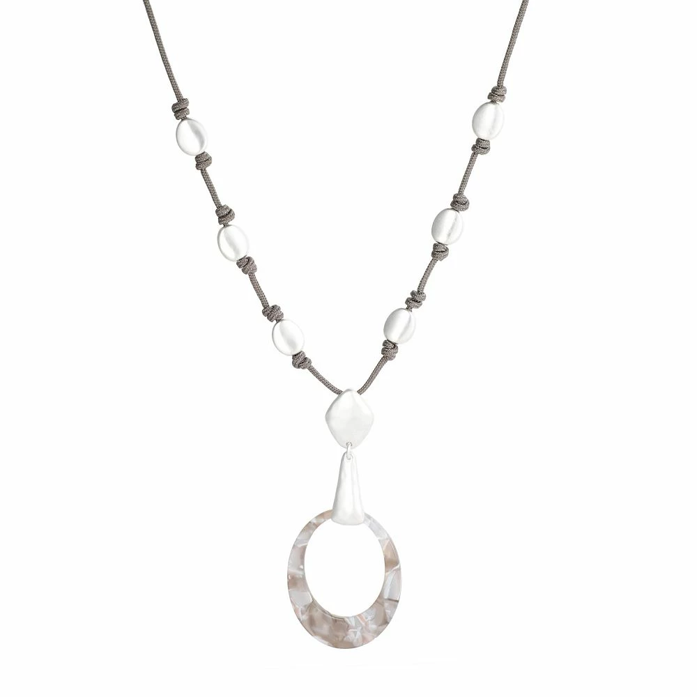Bella Uno Silver Tone Acetate Oval Necklace 1 Bella Uno Silver Tone Acetate Oval Necklace