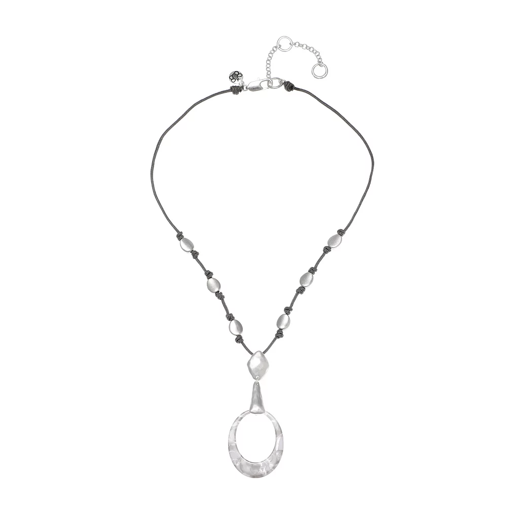 Bella Uno Silver Tone Acetate Oval Necklace 2 Bella Uno Silver Tone Acetate Oval Necklace - Image 2