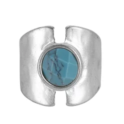 Bella Uno Silver Tone Bold Simulated-Turquoise Ring