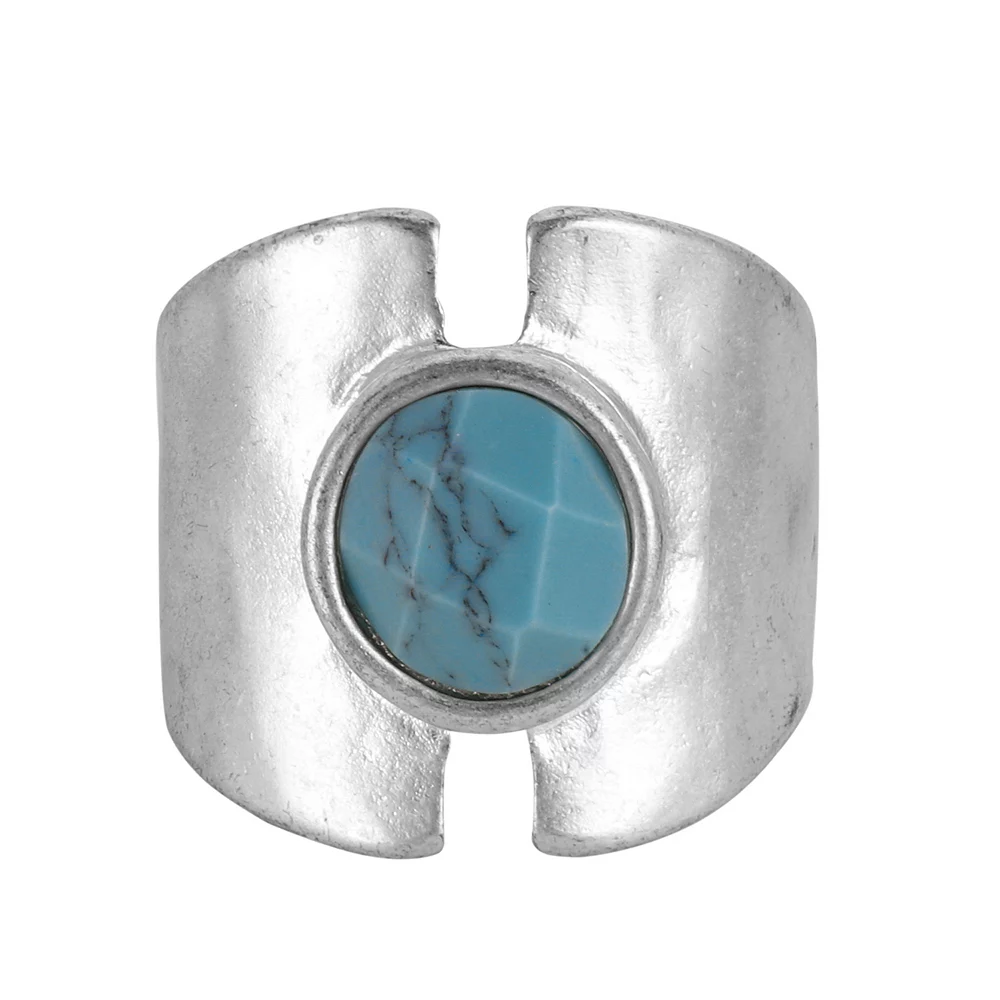 Bella Uno Silver Tone Bold Simulated-Turquoise Ring 1 Bella Uno Silver Tone Bold Simulated-Turquoise Ring