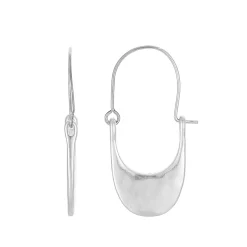Bella Uno Silver Tone Elongated Hoop Earrings