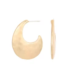 Bella Uno Gold Tone Crescent Hoop Earrings