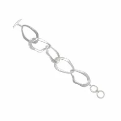 Bella Uno Silver Tone Circle Link Toggle Bracelet