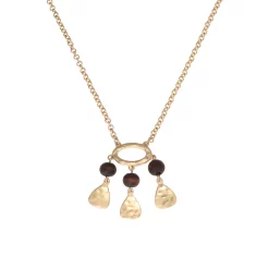 Bella Uno Gold Tone & Wood Open Circle Charm Statement Necklace