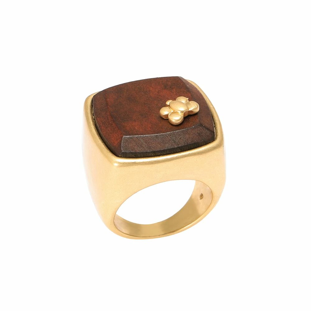 Bella Uno Gold Tone Wooden Statement Ring 1 Bella Uno Gold Tone Wooden Statement Ring