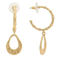 Bella Uno Zinc Gold Tone Hoop Charm Dangle Earrings