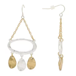 Bella Uno Zinc Two Tone Multi Charm Dangle Earrings