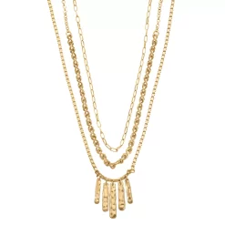Bella Uno Zinc Gold Tone Long Statement Layered Necklace