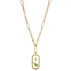 Bella Uno Zinc Gold Tone Pressed Flower Fern Necklace